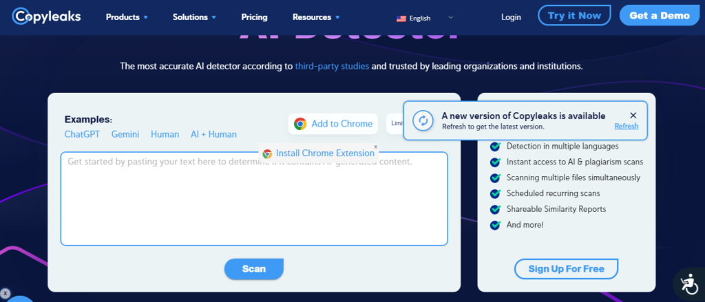 AI Content Detector Copyleaks